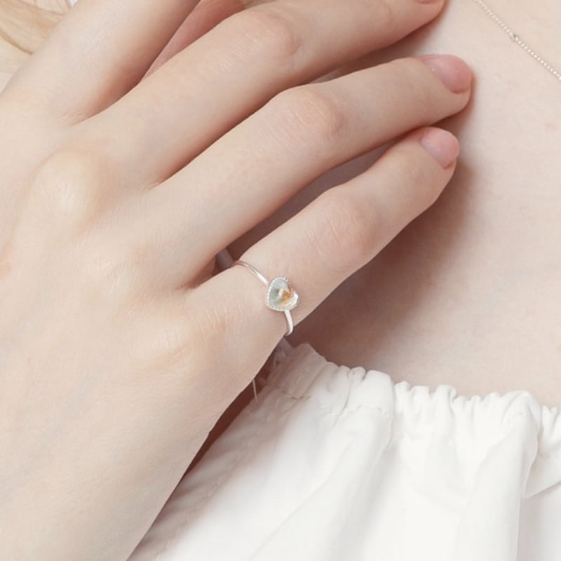 LILYKORI Silver Adorable Heart Cubic Ring