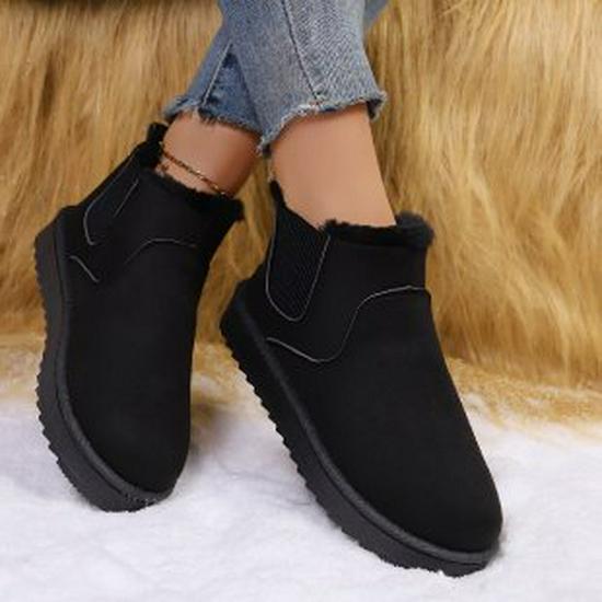 

Women s Warm Plus Size Furry Cotton Boots with Thick Soles - Elastic Band, Solid Color, Short Tube Design for Autumn and Winter 39 чорний