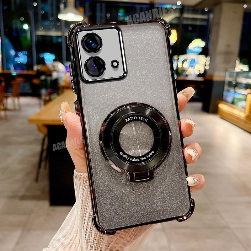 Motog84 Lüks gradyan Kaplama Tutucu Kılıf Motorola Moto G84 G54 5g G52 G82 G30 G20 G10 için Darbeye Dayanıklı Silikon Standlı Kapak