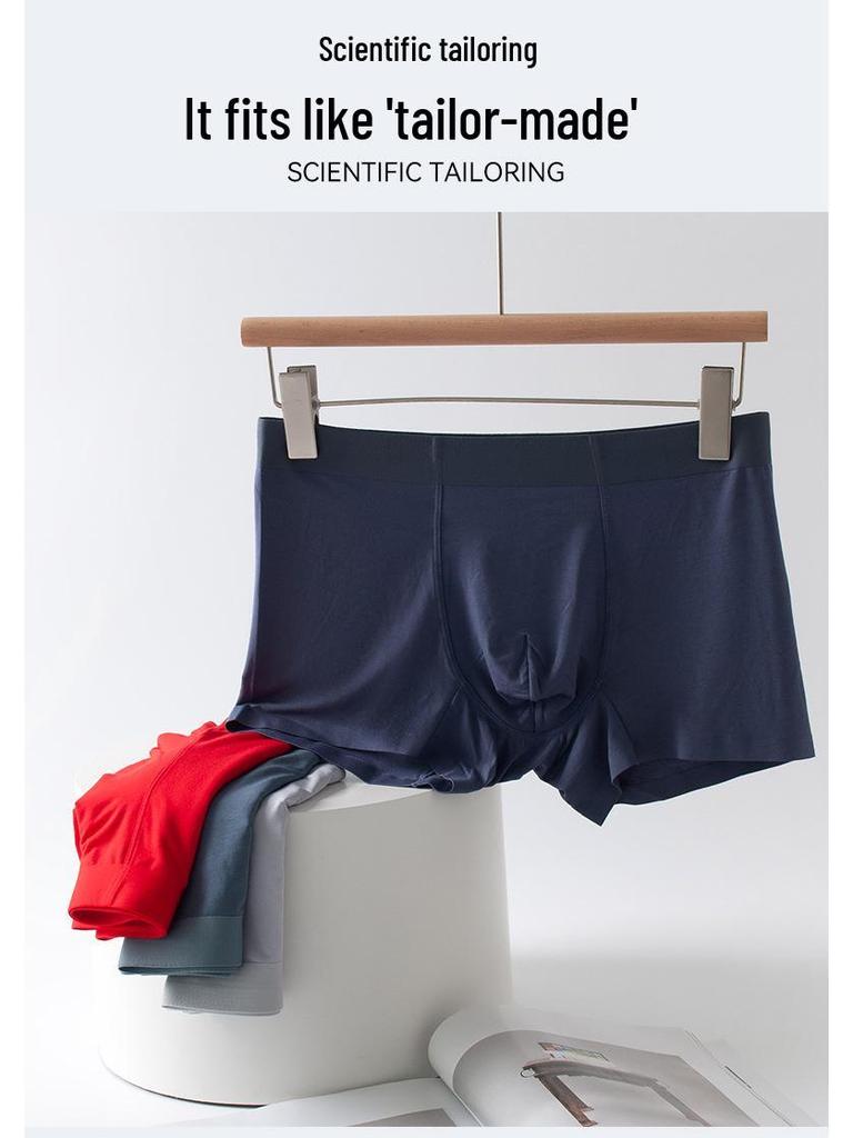 Herren Nahtlose Boxer Briefs: Maulbeerseide & Modal, Mittelhohe Taille, Unifarben