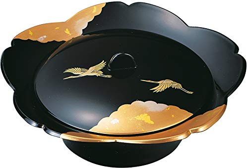 Sakura-shaped Confectionery Dish, Pure Gold Leaf Craft, Black, Shokaku