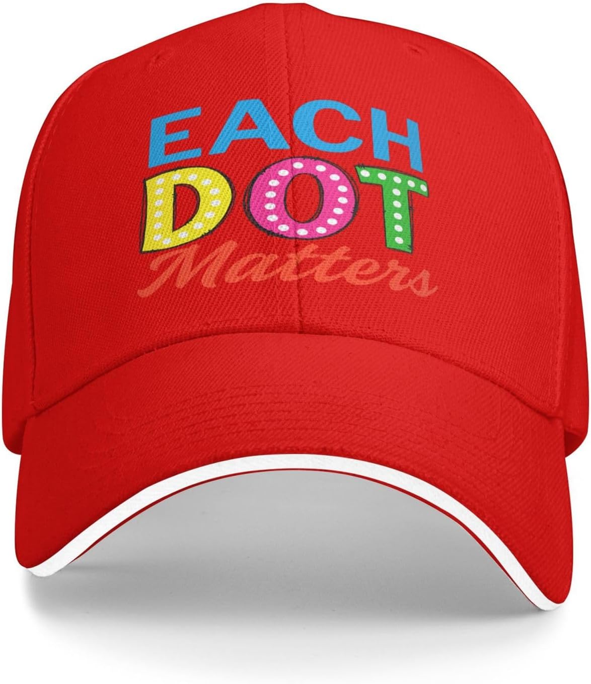 Each Dot Matters Polka Dot Baseball Cap Polyester Adjustable Sandwich Bill Hat for Adults Outdoor One Size