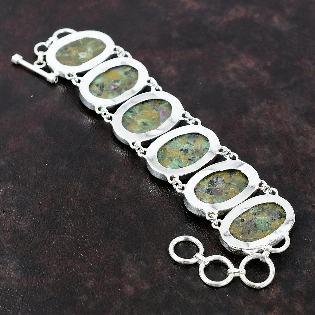 Kupfer Rubin Zoisit Armband 925 Sterling Silber Armband Verstellbares Kettenarmband Edelstein Schmuck Geschenk für Ihn Handgefertigtes Designer-Armband