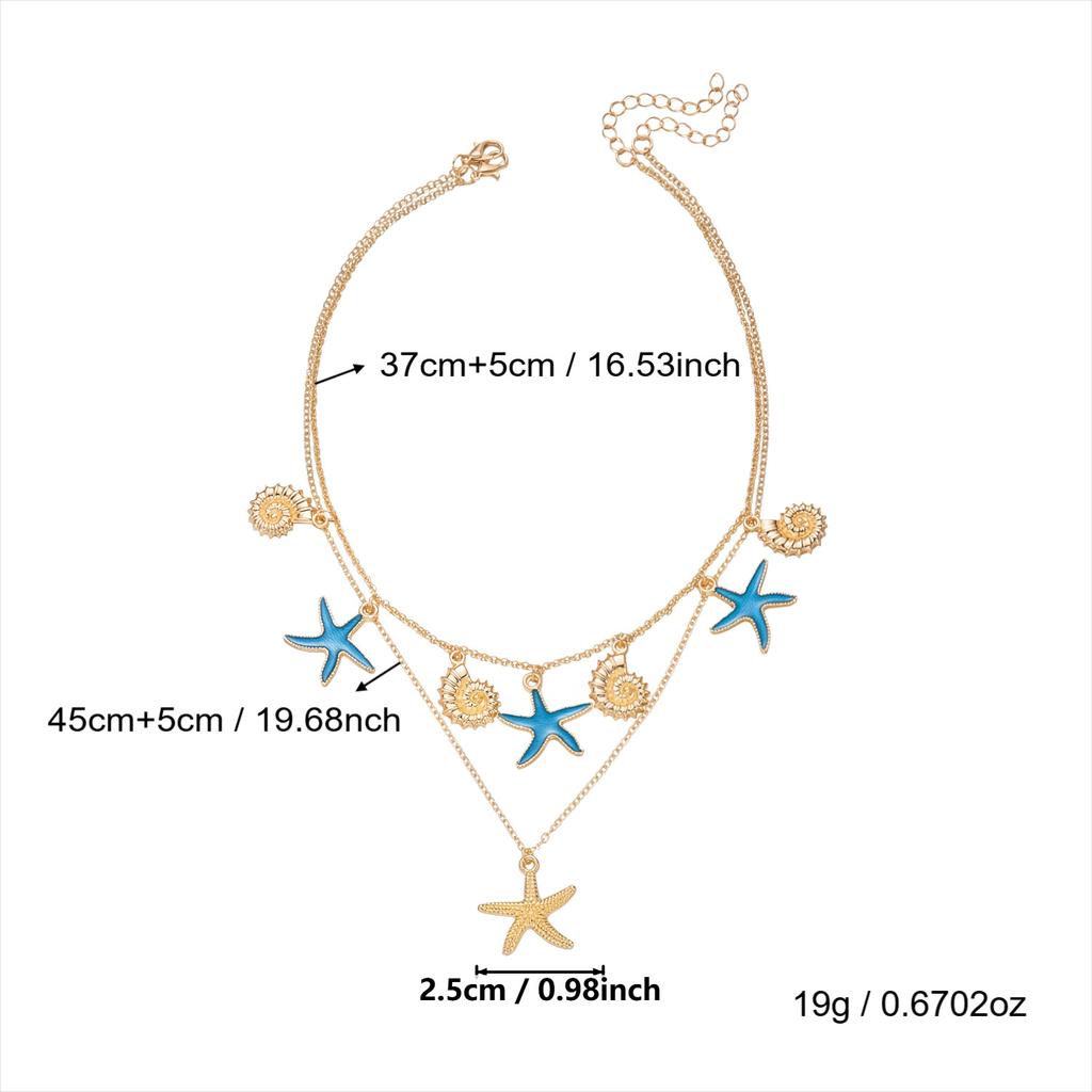 New seaside resort style summer beach starfish and shell pendant necklace with a fashionable design