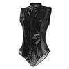 Mesh Leotard Night Patent Leather Jumpsuit Bodysuit for Women