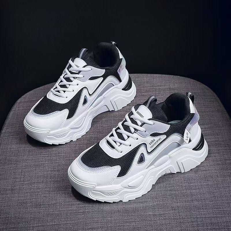 Niche Thick-soled Round-head Mesh Breathable Shoes Autumn Dad Shoes Campus Wind Shoes