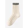 Wool Socks, Women's Linen Patterned Mid-calf Socks, Thick and Warm Cashmere Long Calf Socks for Autumn and Winter, Versatile Socks