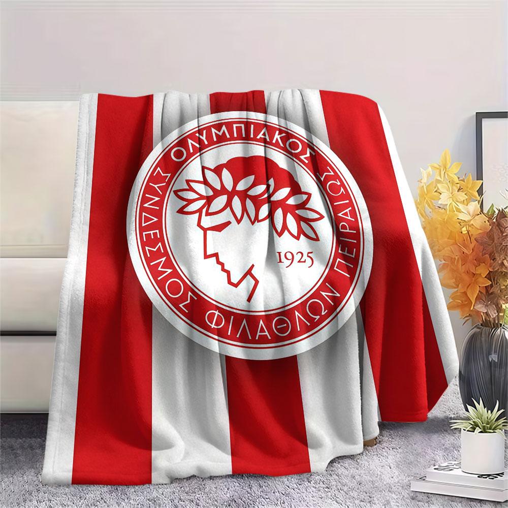 Olympiacos Logo Flanell-Decke, Hohe Qualität, Bequem für Alle Jahreszeiten, Heimdekoration, Wärme und Komfort