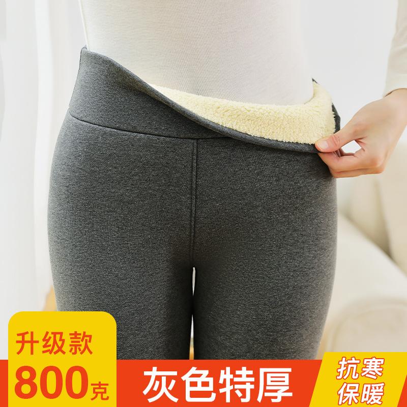 Extra thick lamb wool cotton pants women's autumn and winter outer wear fleece thickened leggings pure cotton high-waisted large-size thermal pants