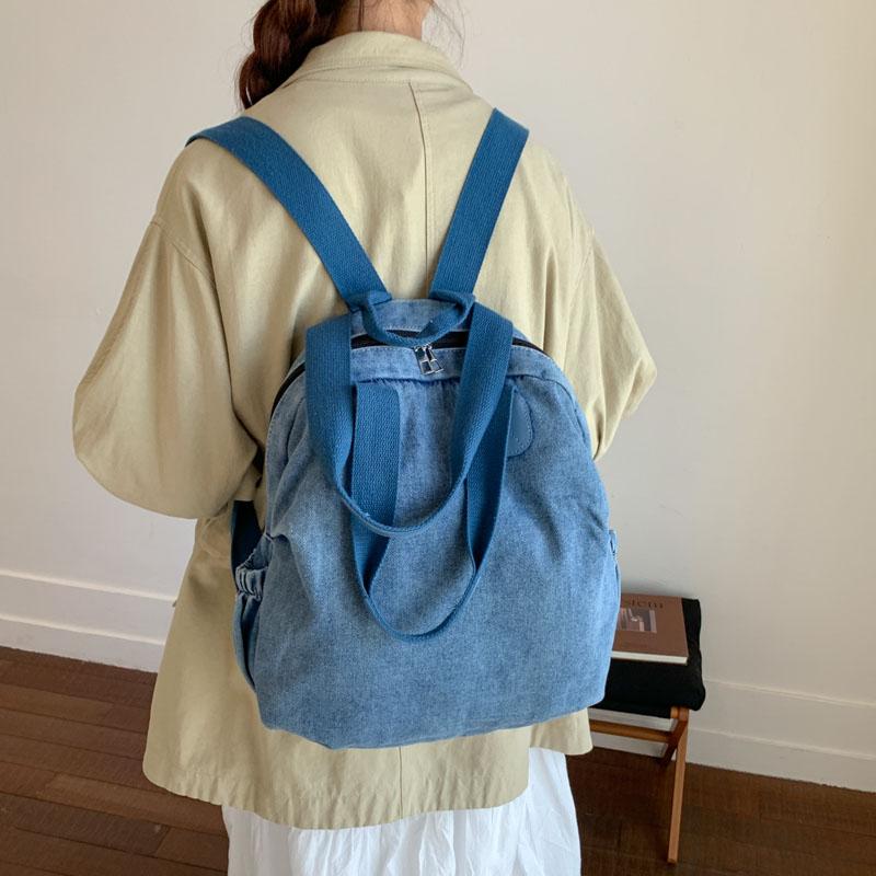 Gewaschene Denim-Schultertasche Große Kapazität Lässige Hobo-Tragetasche mit Seitentaschen für den täglichen Weg zur Arbeit und Reisen