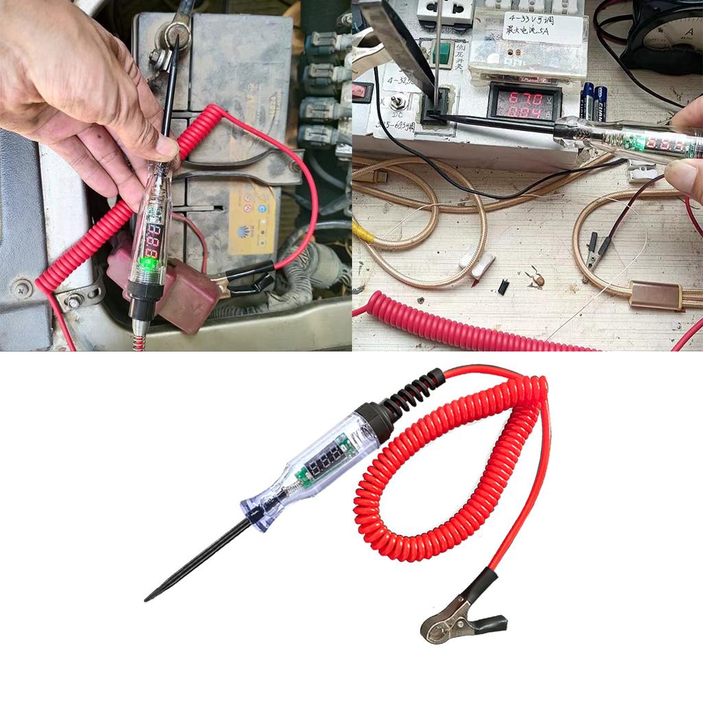 5V-90V Automotive Digital Voltage Circuit Tester Voltage Test Long Probe Pen Circuit Detection Diagnosis and Maintenance Tool