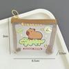 Cute Capybara Coin Storage Bag Transparent Mesh Coin Purses Cartoon Lovely Wallet Portable Waterproof Clear Zipper Bags Gifts