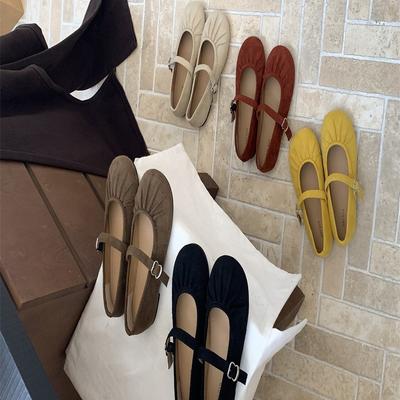 Gentle Fairy Wind Mary Jane Shoes Female 2025 New French Elegant Pleated Round Head Shallow Mouth Flat Ballet Shoes