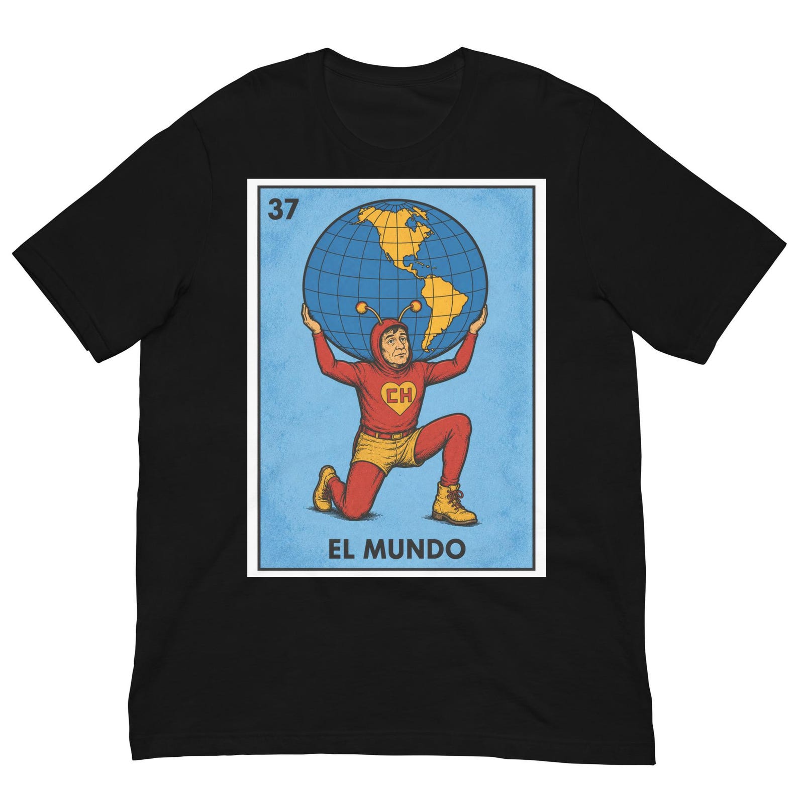 El Mundo Chapulín Colorado Shirt, Mexican Superhero Loteria Card, Retro TV Legend, Nostalgic Mexican Graphic Tee M