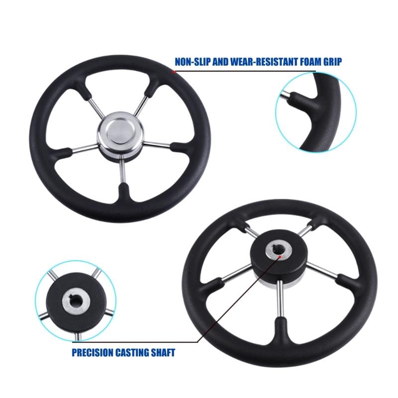 13" Diameter Stainless Steel Steering Wheel 5 Spoke Design For Recreational Boats And Professional Ships