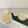 Geometric Drop Korean Dangle Earrings For Women Girls Oversize Round Rattan Knit New Style Jewelry Summer Beach Accessories