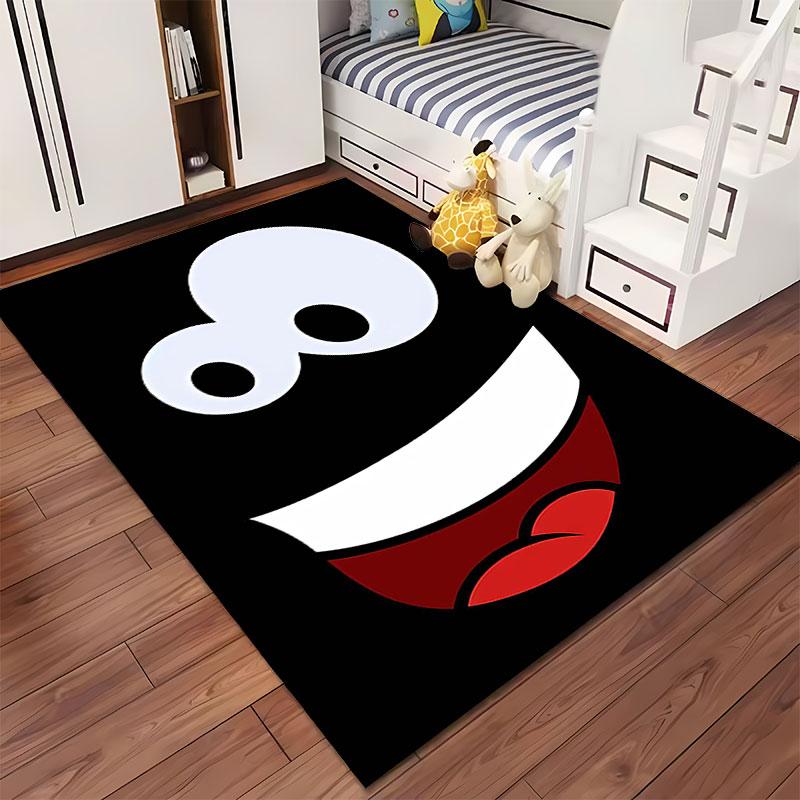 Black Cartoon Face with Smile Suitable As a Non-slip Mat for the Living Room or Bedroom Sofa
