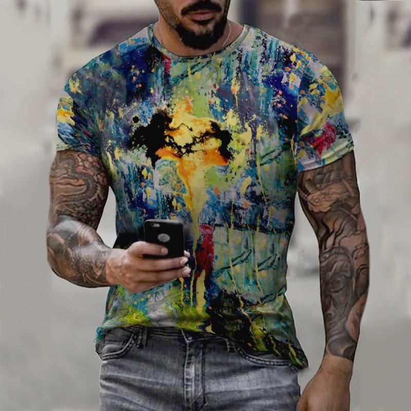 New 3d Printed Summer Simple Retro Men'S T-Shirt Trend Street Personality
