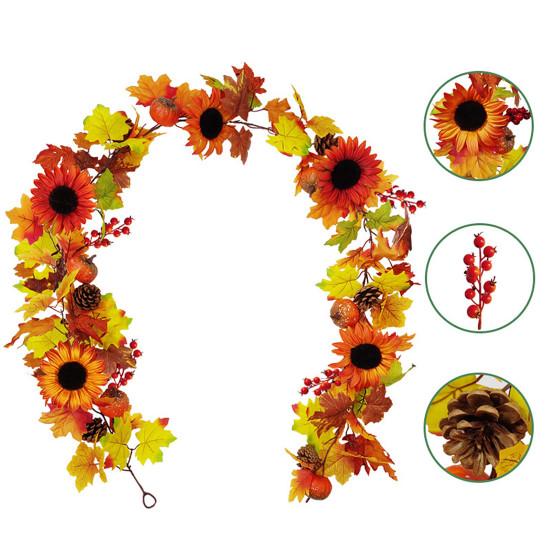 

Искусственный подсолнечник, растение из ротанга, подвесная гирлянда, декор для садовой двери на Хэллоуин