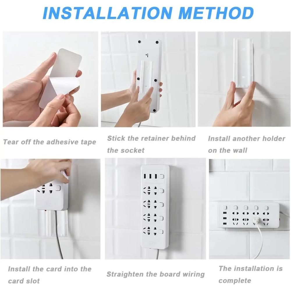 2/4pcs Adhesive Power Strip Holder Under Desk Mount Surge Protector Organizer No Drill Cable Management Gaming Home Office Setup