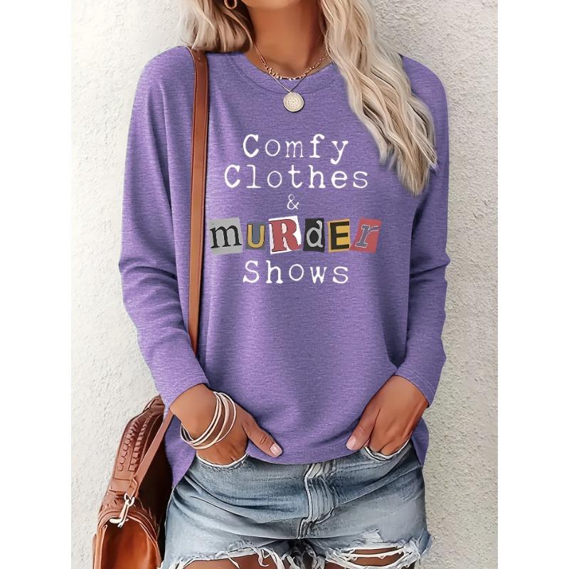 Women's long-sleeved printed round neck casual fashion sports top