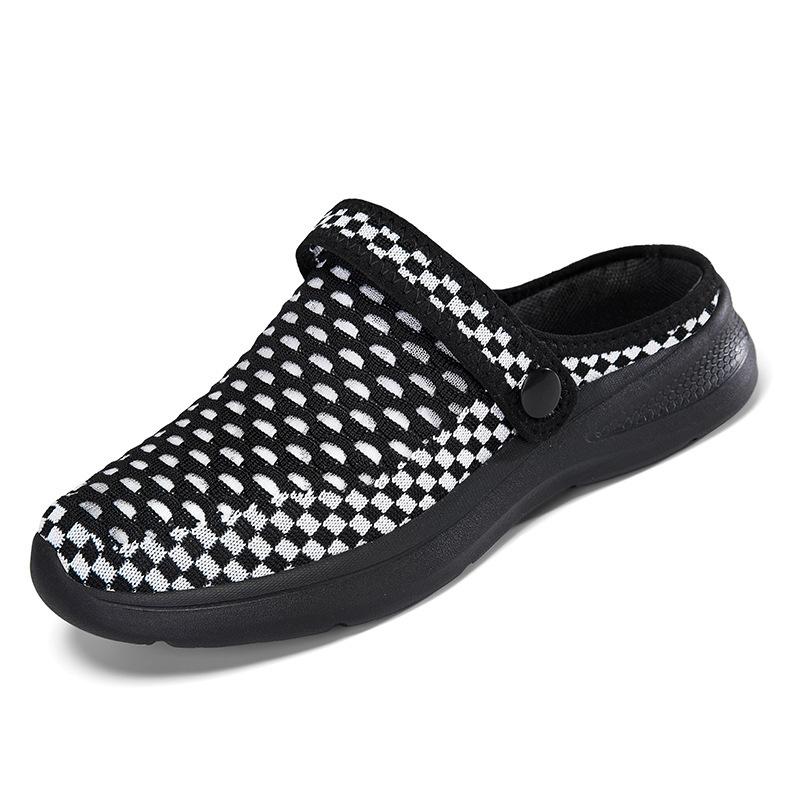 

New spring and autumn light and breathable trend large size comfortable couple models one foot mesh half drag men s and women s shoes 35 чёрный