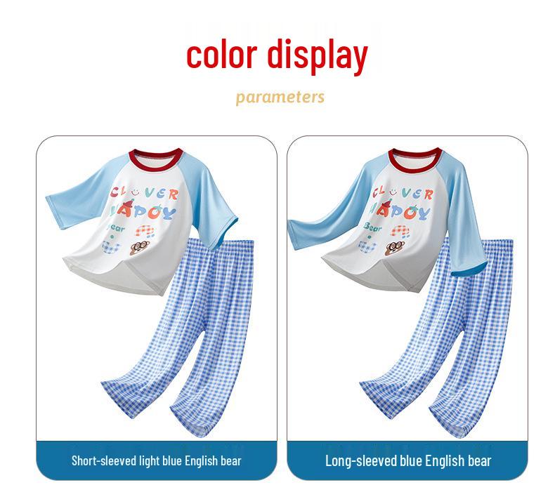 Modal Kids' Pajama Set: Boys' Toddler Short Sleeve & Long Pants, Girls' Cartoon Casual Wear