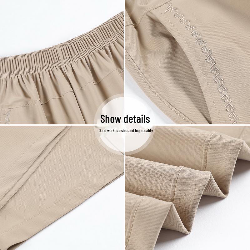 Dámské letní lehké kalhoty z ledového hedvábí - devítidélkové, volné s rovnými nohavicemi pro ženy středního a staršího věku