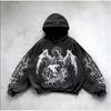 Unisex Dark Gothic Punk Graphic Print Pullover Hoodie Long Sleeve Loose Streetwear Sweatshirt For Men Women