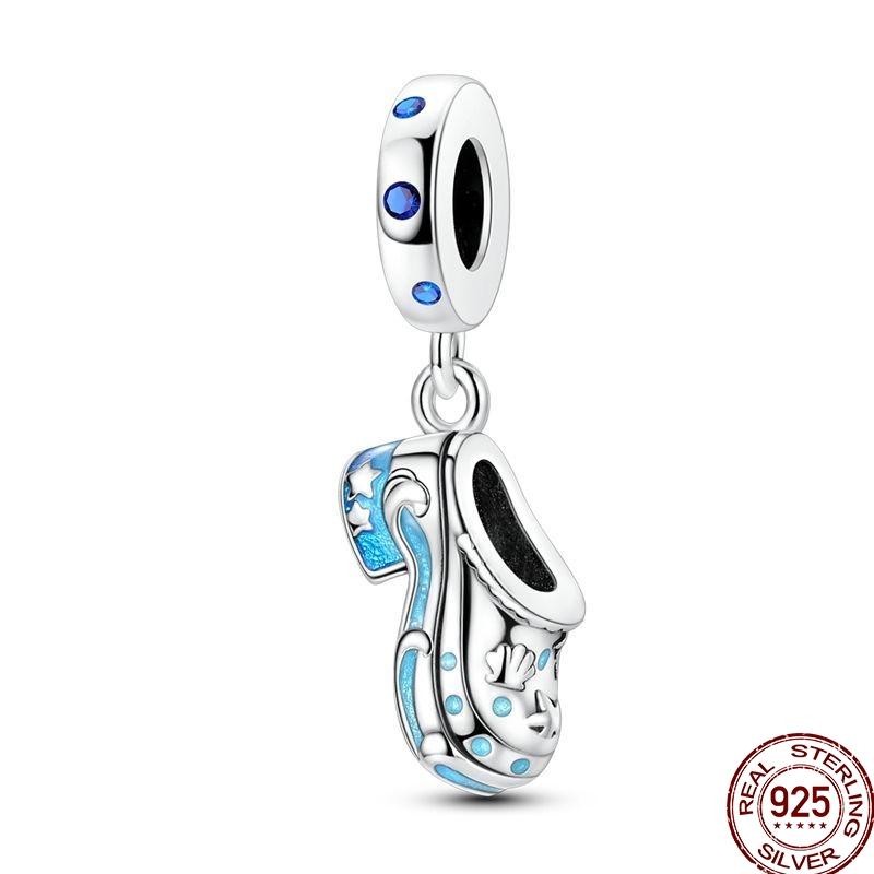 100% Copper Blue Shiny Zirconia Dark Cloud Butterfly Jewelry Beaded Pendant Fit 3Mm Bracelet Diy Jewelry Gift