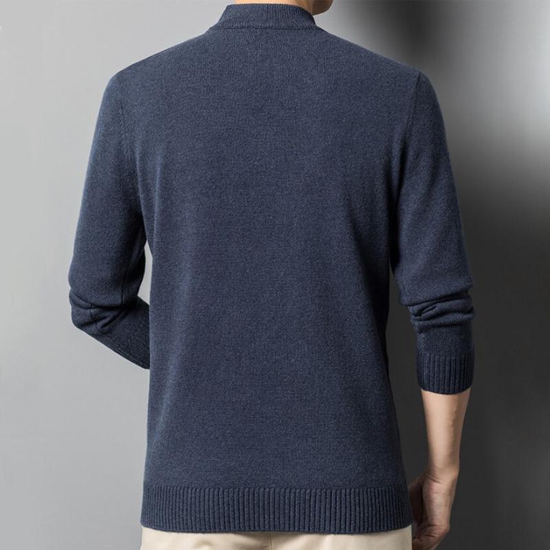 Genser for menn Høst og vinter Ny Slank Varm Ensfarge Uformell fortykket Halvskolekrage Ullstrikket genser