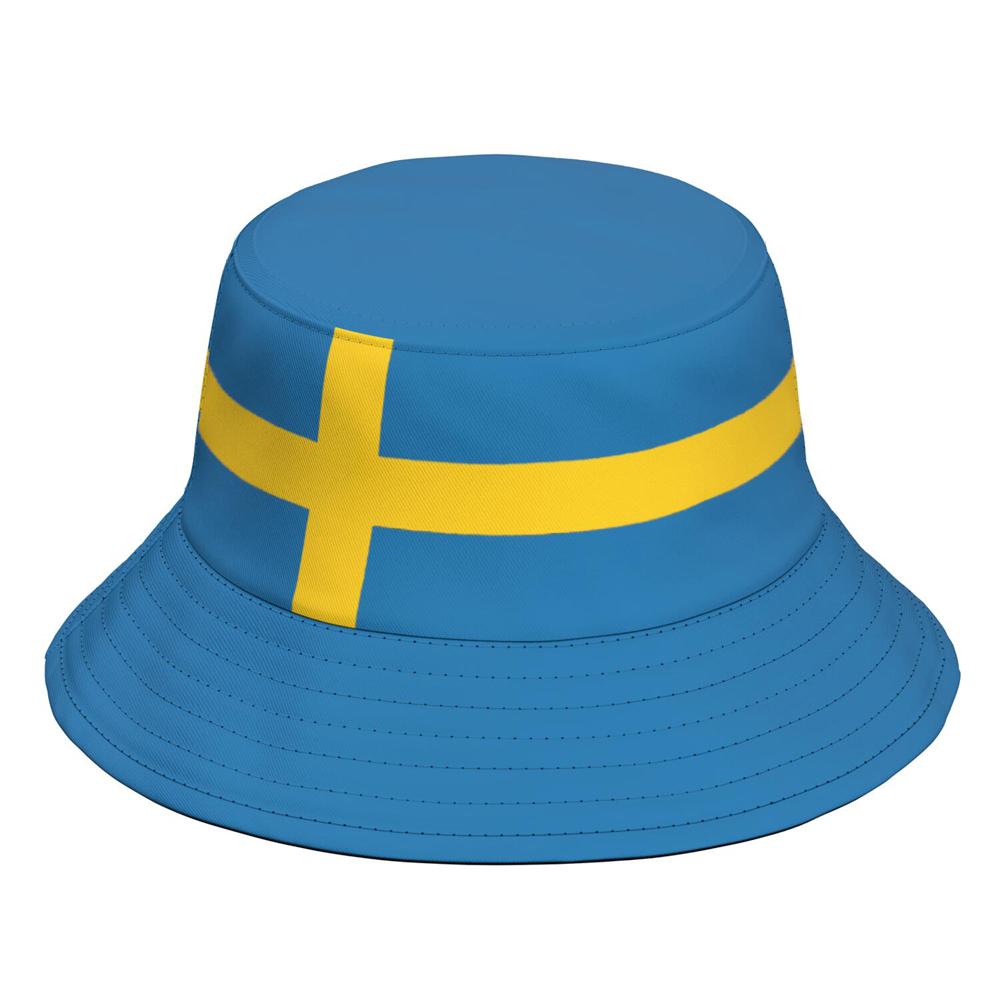 Sweden Fisherman Hats Custom Made Name Number Team Logo Bucket Cap Country Travel Sverige Nation Swede Swedish Flag Headgear