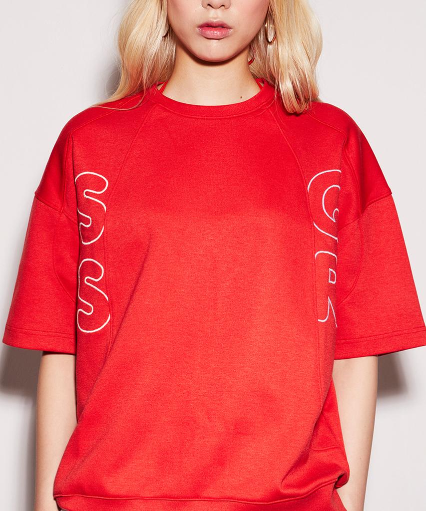 SSQR Curve Line Shorts Sleeve H/Arc_Red