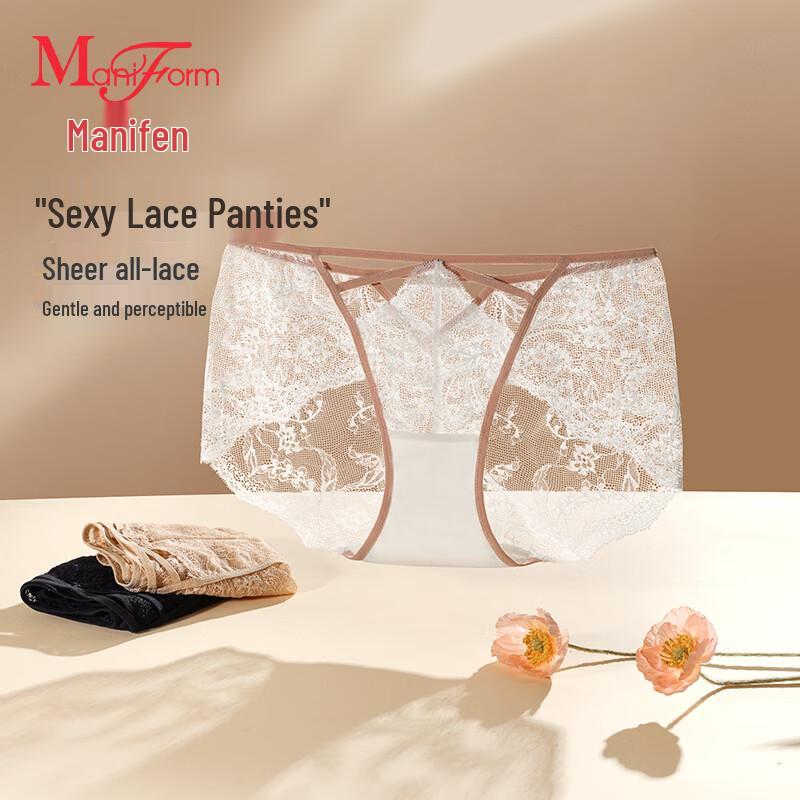 Maniform Women's Sexy Lace Mid-Low Waist Briefs