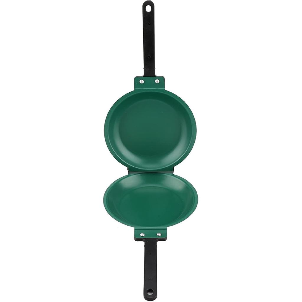 Double Side Pan, Haofy Double Side Pancake Griddle Molds Non-stick Ceramic Coating Flip Frying Pan Pancake Maker Household Kitchen Cookware (Green)