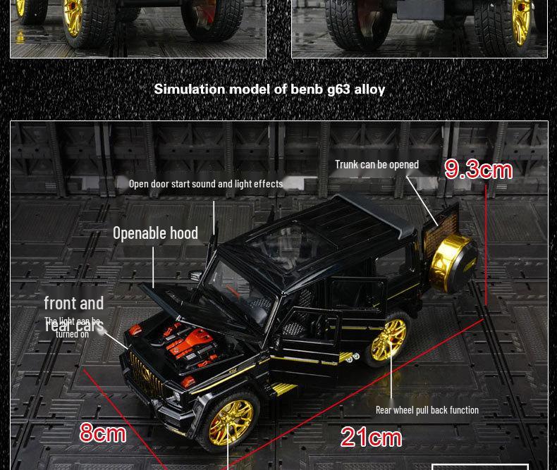Jinlifang G63 Off-Road Alloy Model: Sound & Light, Six-Opening Doors, Pull-Back Feature for Kids