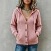 Cardigan a maglia con cappuccio da donna comodo con chiusura a bottoni per l'uso casual autunnale invernale