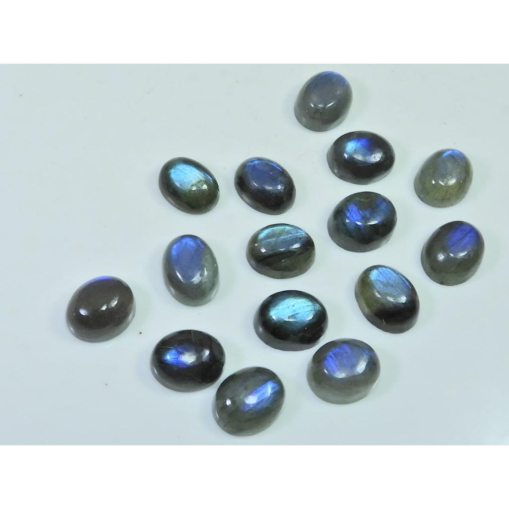 8X10MM Natural Labradorite Blue Fire Oval Cabochon Loose Gemstone 15Pcs Lot C-1084