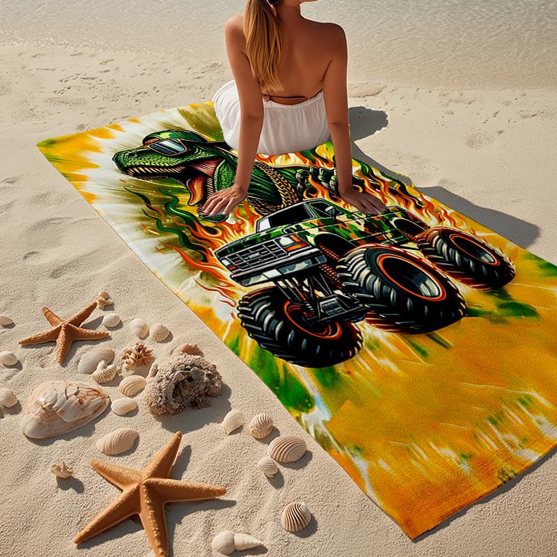 Elektrischer Monster Truck Kunst Strandtuch, Superweiche Mikrofaser, Geschenk für Sie/Ihn, Geburtstag, für Pool, Strand, Reisen, Heimdekoration Fan-Geschenke