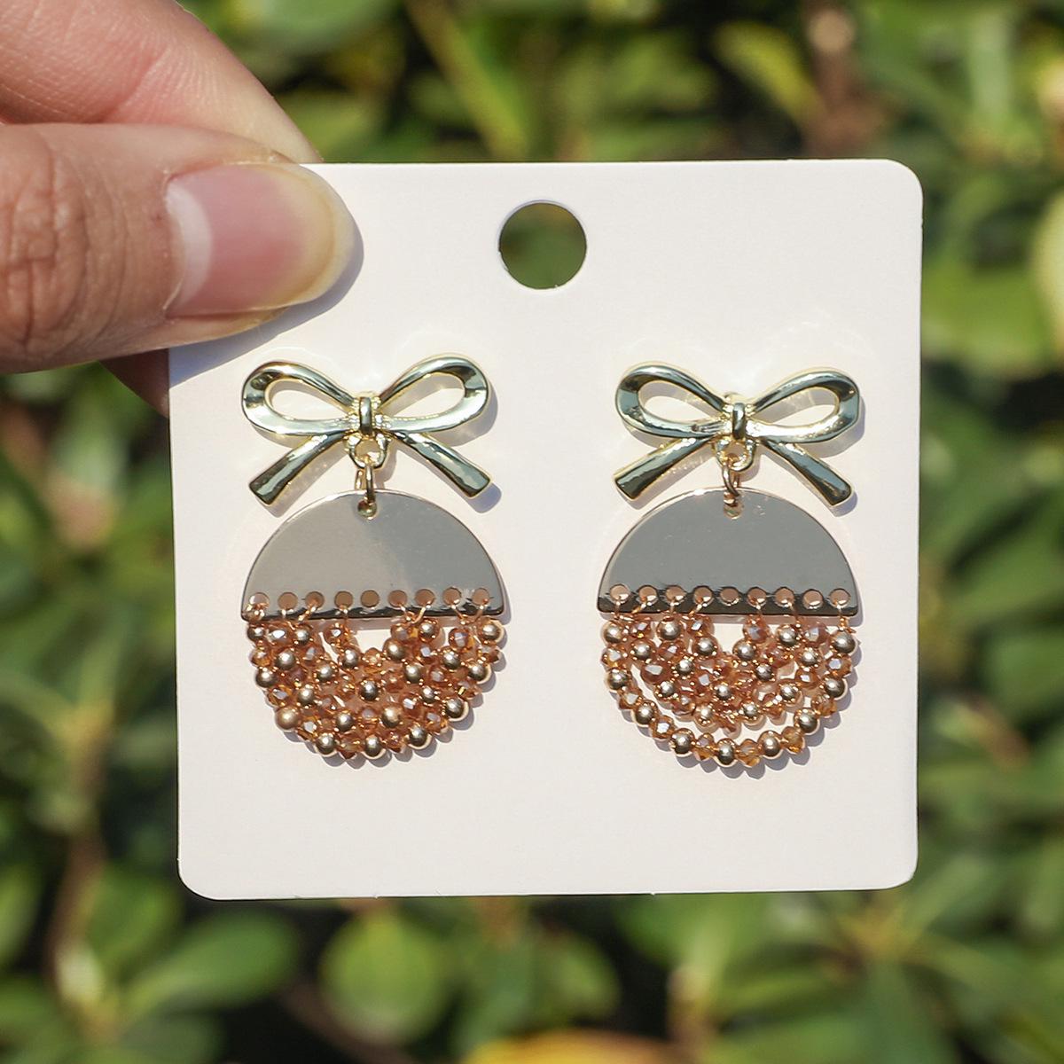 

Crystal Beaded Steel Needle Bow Earrings - Exquisite High-End Studs for Stylish Versatility