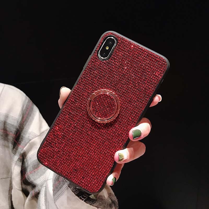 Do Samsung A13 A14 A15 A16 A23 A33 A53 A73 Redmi Note 13 12 Pro 12S Huawei iPhone z cyrkoniami 360 uchwyt na telefon z pierścieniem Glitter Bling silikonowe etui