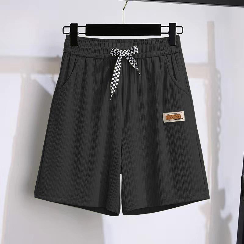 Women's Summer Thin and Slimming Ice Silk Shorts, Loose High Waisted Straight Leg Mid Length Pants, Casual Sports Wide Leg Pants, Cropped Pants