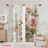 2 szt., druk płaski 2D Drukowane Zasłony Vintage Róże Wszechstronna Tkanina Poliestrowa (bez pręta) Dekoracje Do Domu Ldealne dla