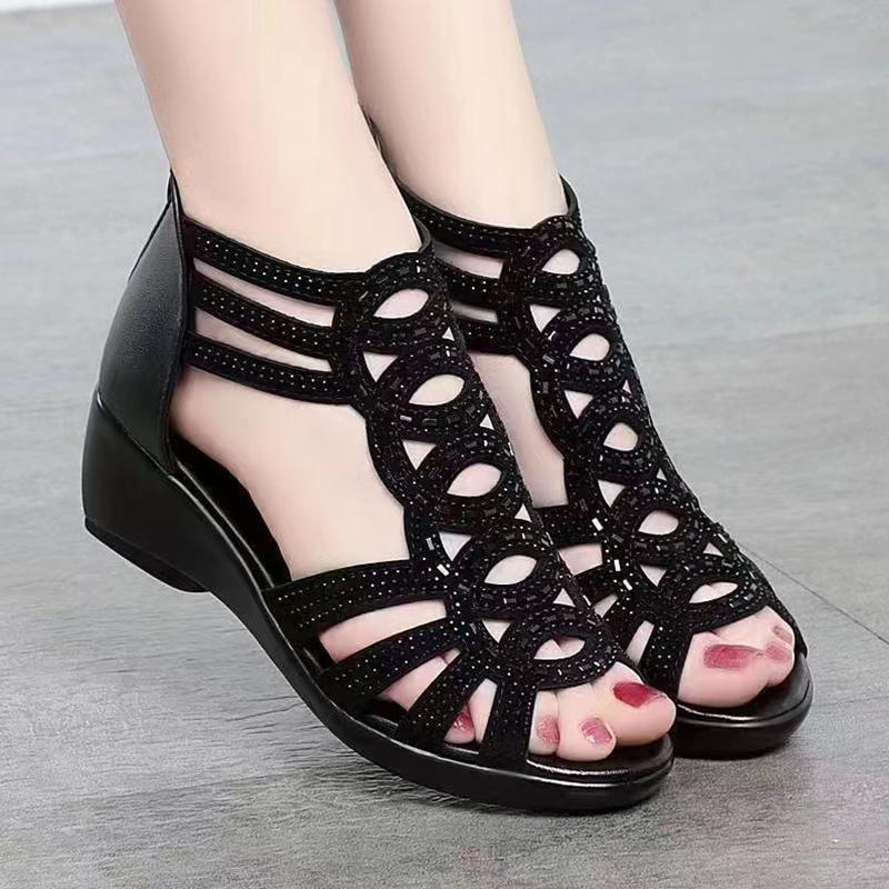 Soft Leather Roman Sandals Women Summer Soft Sole Outwear Women s Wedge Shoes Casual Designer Shoe Ladies 35