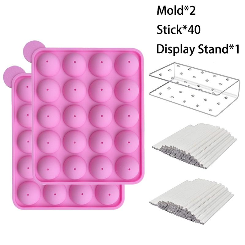20 Cavity Silicone Cake Pop Mold Kits with 20pcs Cake Pop Sticks Great for Cake Pop Maker Lollipop Mold Cake Pop and Chocolate