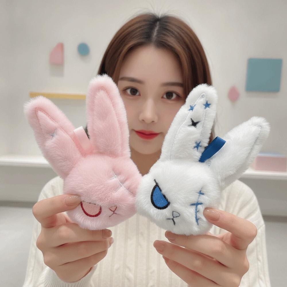 Fluffy Gothic Rabbit Compact Stitched Bunny Bag Pendant Halloween Plushie Cosplayers