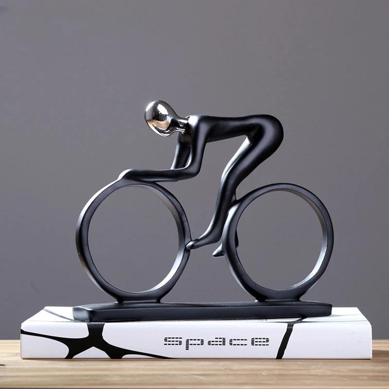 Home Decor Modern Abstract Resin Bicycler Cyclist Statue Bicycle Rider Statue Bike Racer Rider Figurine Office Living Room Decor