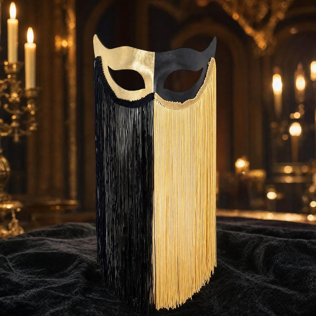 Lightweight Half-Face Masquerade Mask Elegant with Fringe