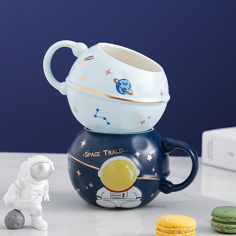 Creative Space Astronaut Large Capacity Ceramic Mug Gift Box Simple Water Cup Planet Mug
