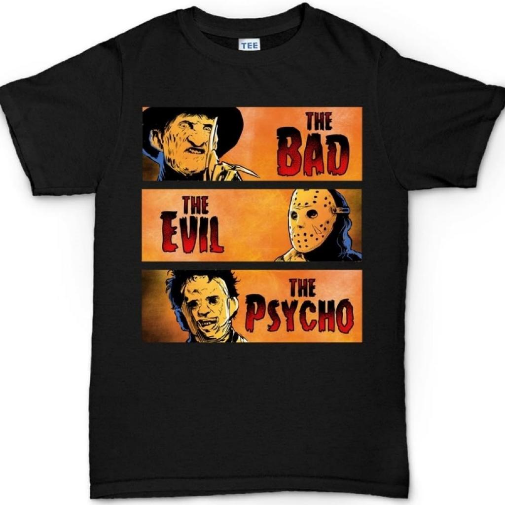 Halloween Bad Evil Psycho Party Costume T Shirt Black